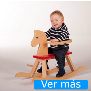 Caballito de madera con aro de seguridad lacado