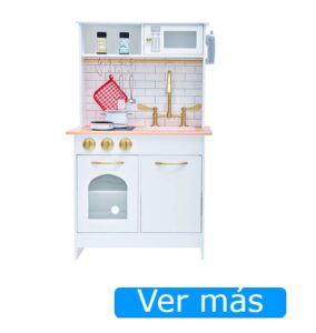 Cocinita de madera blanca y oro