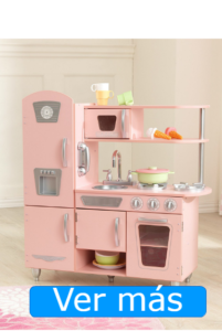 Cocinita de madera vintage rosa