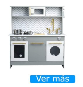 Cocinitas de madera Teamson gris y blanco