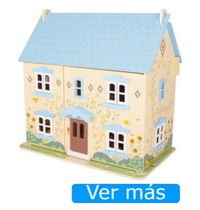 Casa de muñecas de madera con muebles Bigjigs