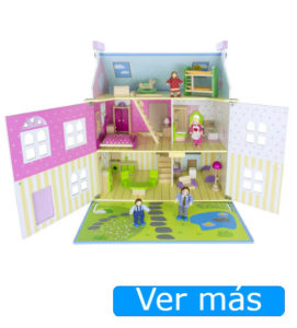 Interior de la casa de muñecas de madera Leomark