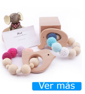 Mordedor de madera pájaro y mordedor elefante