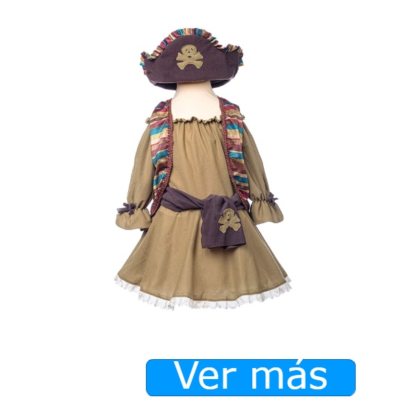 Disfraz de pirata para niña en marrón